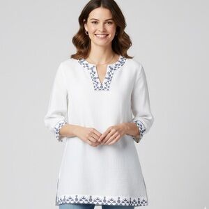 Tommy Bahama linen blend embroidery‎ blouse